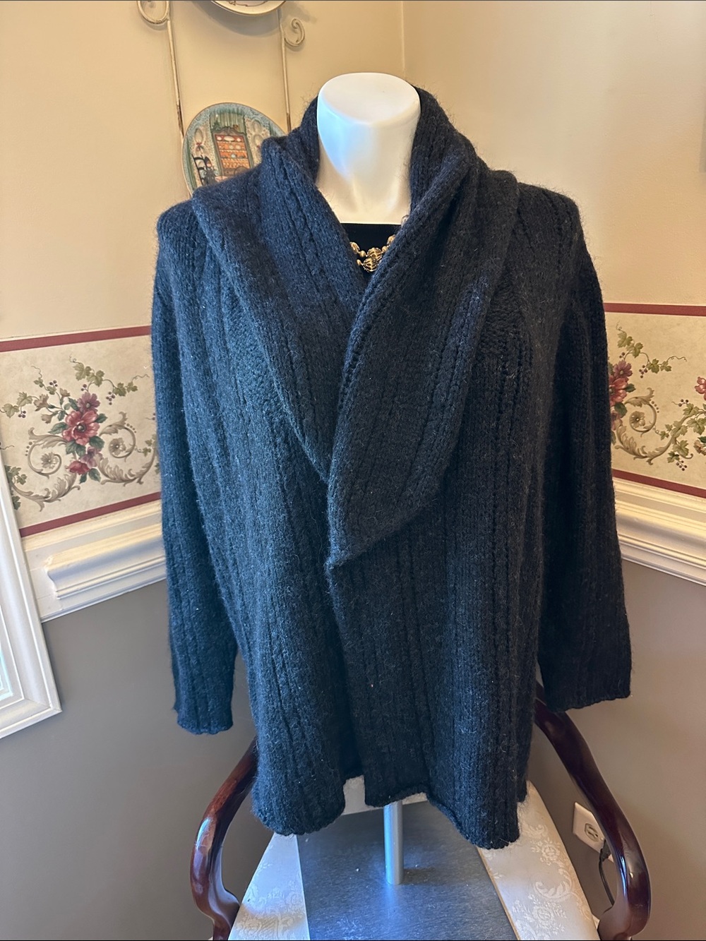 J. Jill mohair Marino wool blend cardigan sweater with beautiful collar, EUC